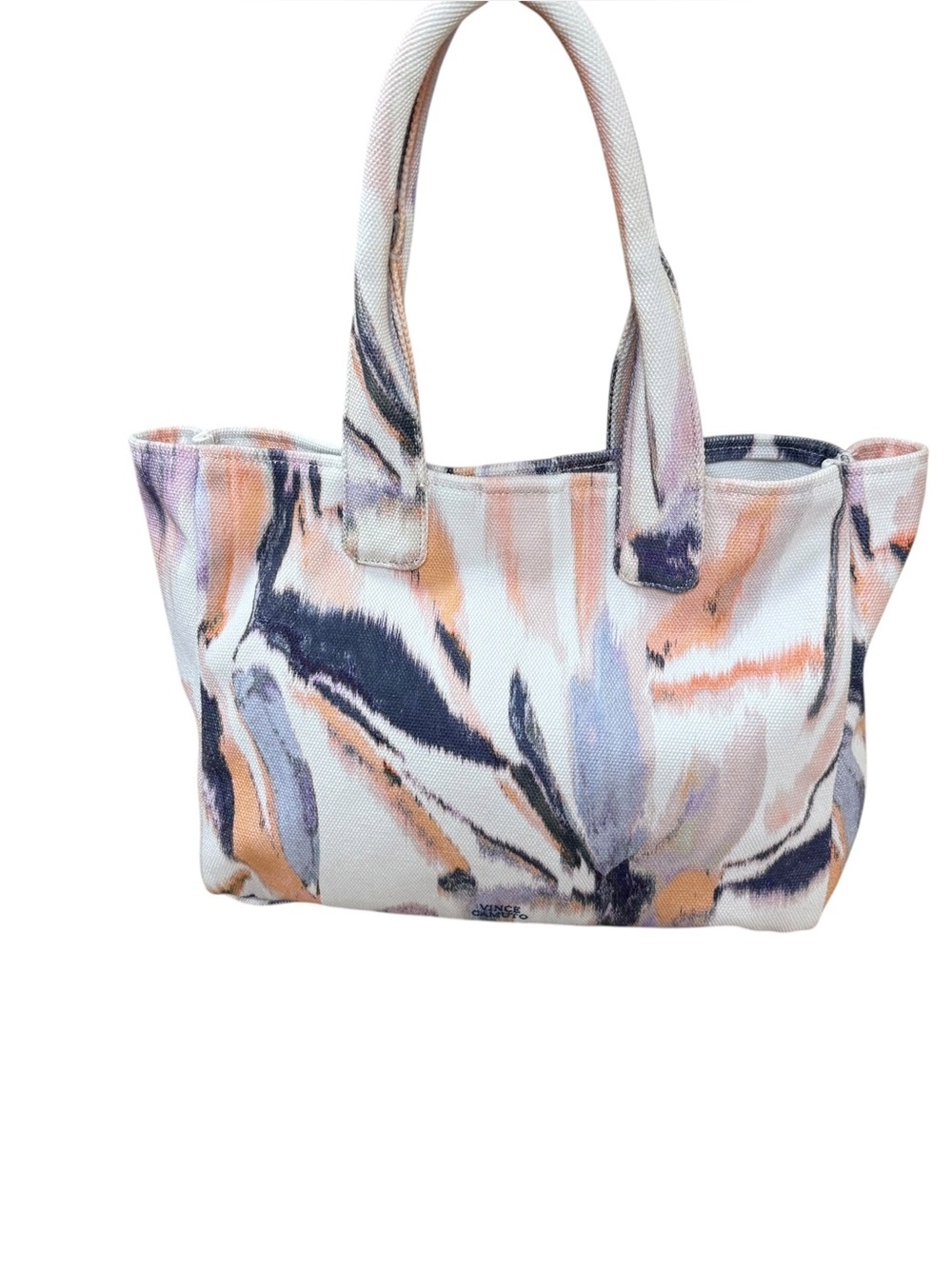 Vince Camuto Melone Multi Canvas Tote Abstract Watercolor Shoulder Bag
